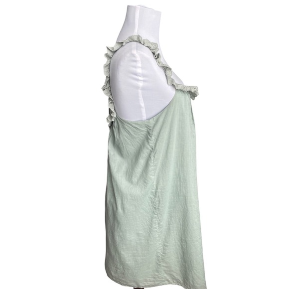 REFORMATION Tucker Eyelet Ruffle Mini Dress Tunic SZ M Sage Green Feminine Boho - Picture 6 of 11